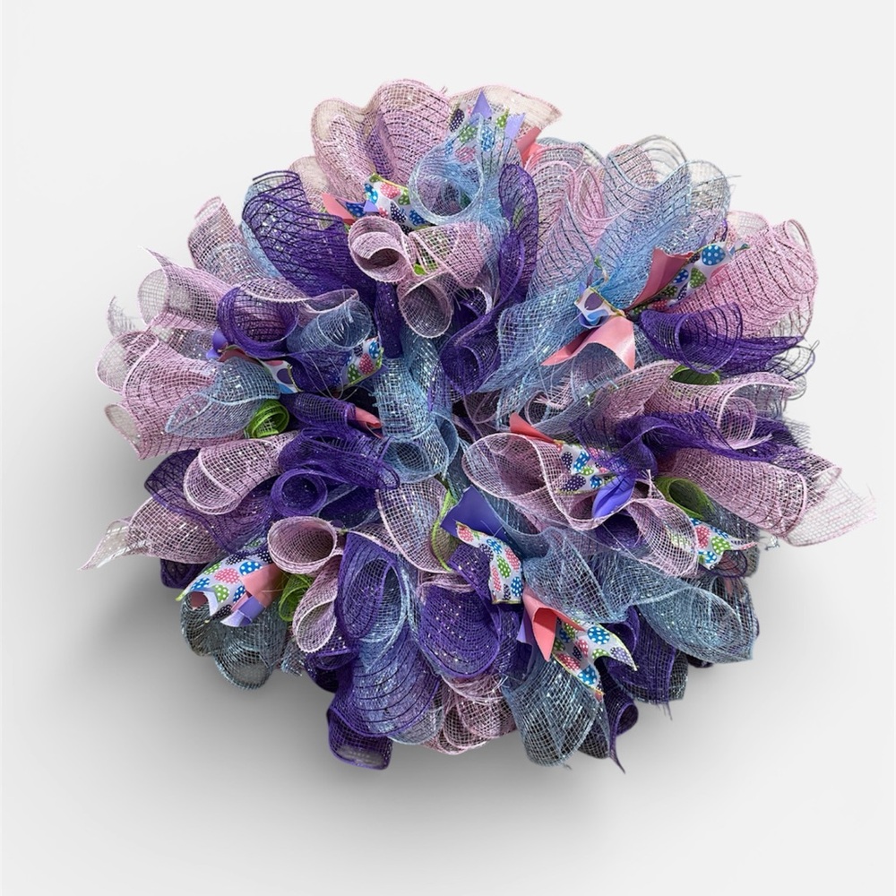 Vibrant Purple and Blue Mesh Decorative Wreath